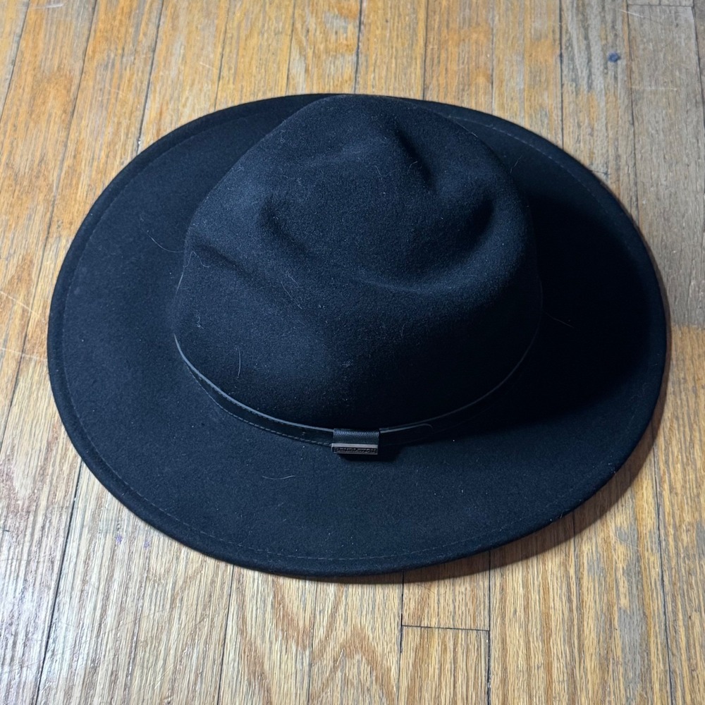 Pendleton Black 100% Wool Wide Brim Fedora Outback Hat AB196-71010 Medium